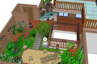 Sketchup景观模型|庭院花园景观,中式风格-BIM建筑网