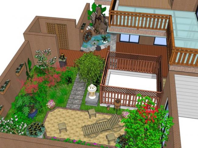 Sketchup景观模型|庭院花园景观,中式风格 Sketchup景观模型|庭院花园景观,中式风格