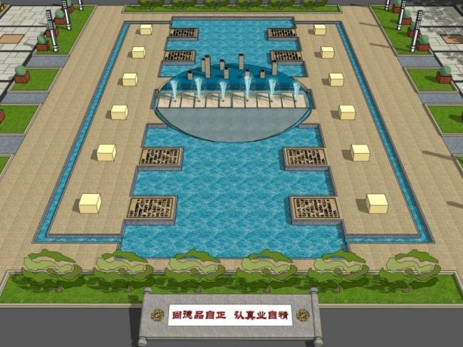 Sketchup景观模型|广场景观,古典风格 Sketchup景观模型|广场景观,古典风格