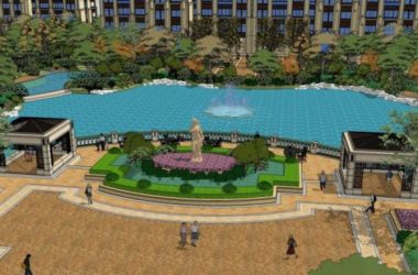 Sketchup景观模型|小区景观,住宅景观,古典风格-BIM建筑网