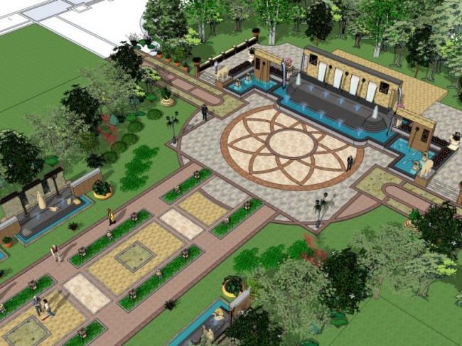 Sketchup景观模型|广场景观,古典风格 Sketchup景观模型|广场景观,古典风格