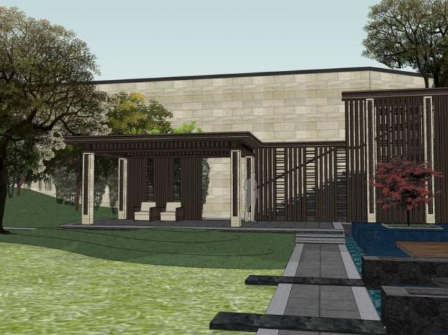 Sketchup景观模型|庭院景观,古典风格 Sketchup景观模型|庭院景观,古典风格
