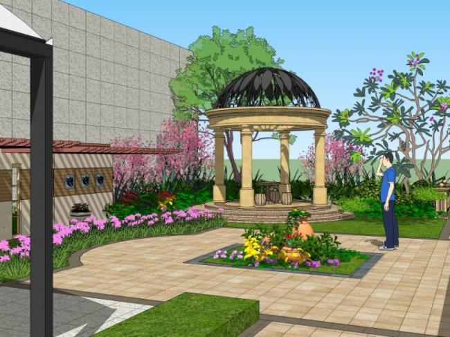 Sketchup景观模型|庭院景观,古典风格 Sketchup景观模型|庭院景观,古典风格
