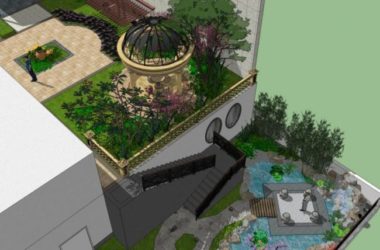 Sketchup景观模型|庭院景观,古典风格-BIM建筑网