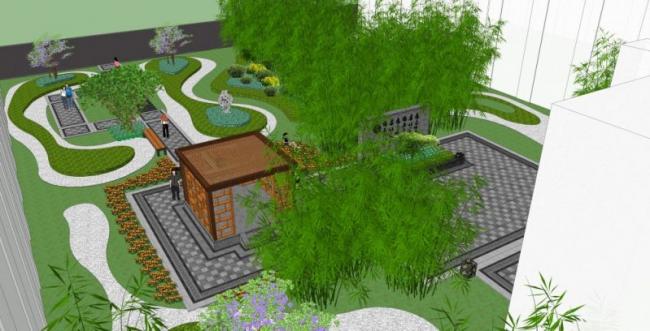 Sketchup景观模型|庭院景观,新中式风格 Sketchup景观模型|庭院景观,新中式风格