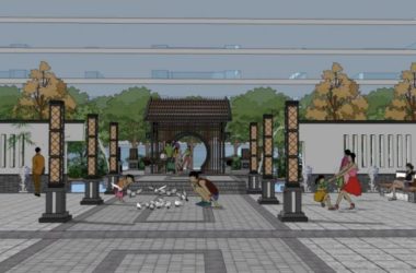 Sketchup景观模型|小区景观,住宅景观,新中式风格-BIM建筑网