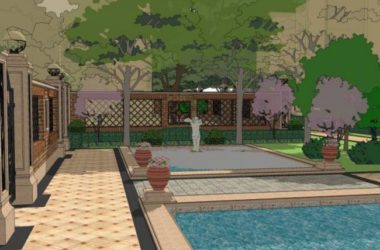Sketchup景观模型|小区景观,住宅景观,古典风格-BIM建筑网