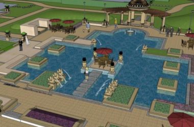 Sketchup景观模型|小区景观,住宅景观,古典风格-BIM建筑网