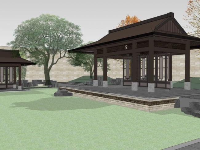 Sketchup景观模型|庭院景观,中式风格 Sketchup景观模型|庭院景观,中式风格