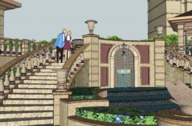 Sketchup景观模型|小区景观,住宅景观,古典风格-BIM建筑网