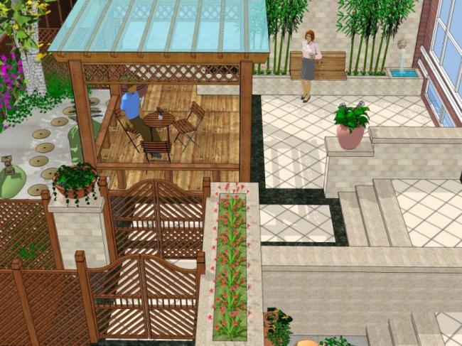 Sketchup景观模型|庭院景观,古典风格 Sketchup景观模型|庭院景观,古典风格