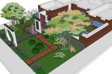 Sketchup景观模型|景观庭院,现代中式风格-BIM建筑网