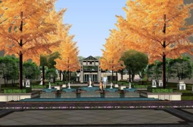 Sketchup景观模型|小区景观,住宅景观,古典风格-BIM建筑网