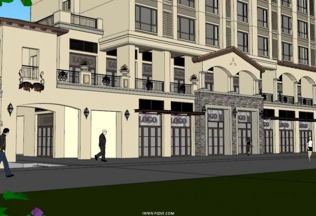 Sketchup商业模型|多层商业街,古典风格 Sketchup商业模型|多层商业街,古典风格