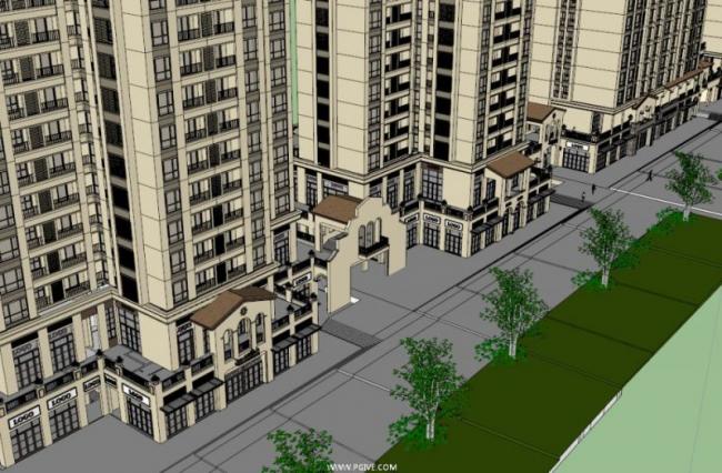 Sketchup商业模型|多层商业街,古典风格 Sketchup商业模型|多层商业街,古典风格