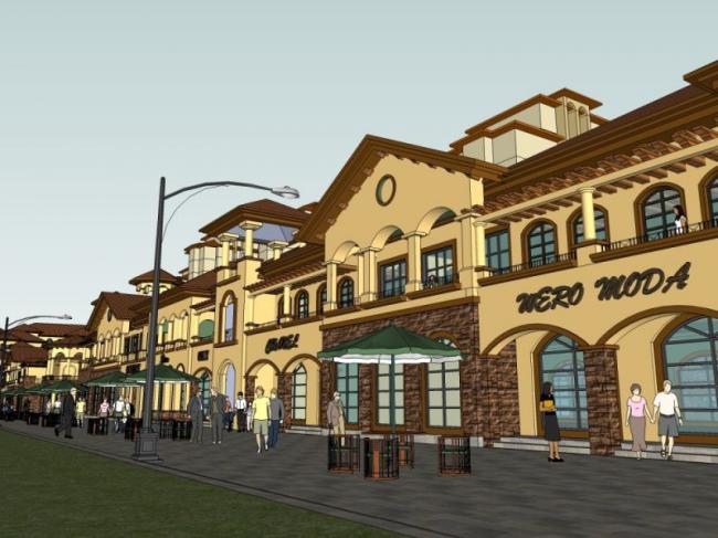 Sketchup商业模型|多层商业街,西班牙风格 Sketchup商业模型|多层商业街,西班牙风格