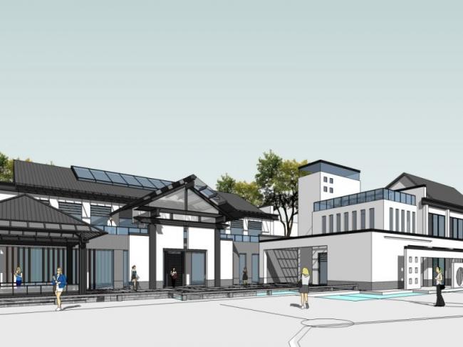 Sketchup商业模型|低层会所,现代中式风格 Sketchup商业模型|低层会所,现代中式风格