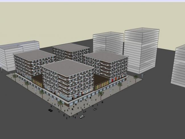 Sketchup商业模型|多层商业建筑,现代风格 Sketchup商业模型|多层商业建筑,现代风格