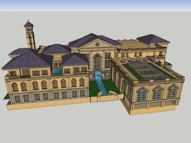 Sketchup商业模型|多层会所,欧式古典风格 Sketchup商业模型|多层会所,欧式古典风格