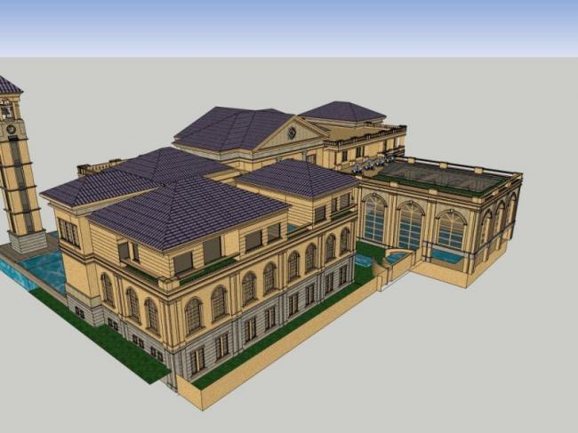 Sketchup商业模型|多层会所,欧式古典风格 Sketchup商业模型|多层会所,欧式古典风格