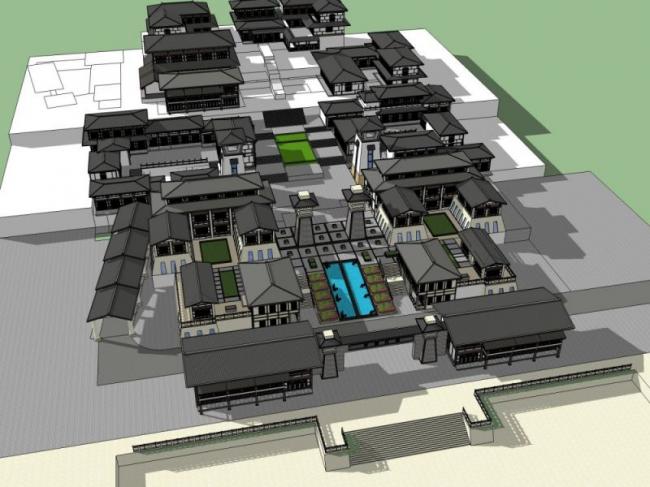 Sketchup商业模型|多层古镇,中式风格 Sketchup商业模型|多层古镇,中式风格