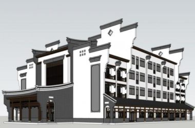 Sketchup商业模型|多层古镇,现代中式风格-BIM建筑网
