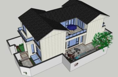 Sketchup景观模型|别墅景观,庭院景观,中式风格-BIM建筑网