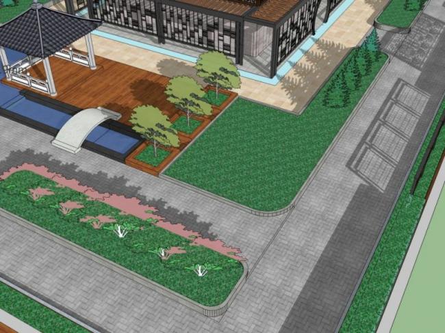 Sketchup景观模型|屋顶花园景观,中式风格 Sketchup景观模型|屋顶花园景观,中式风格