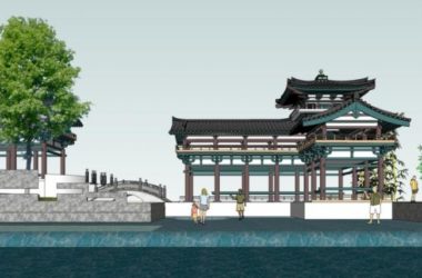 Sketchup景观模型|嬉水公园景观,滨水景观,中式风格-BIM建筑网