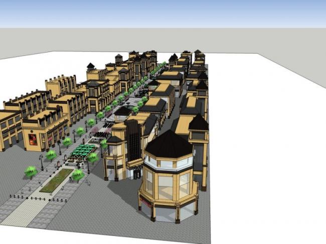 Sketchup商业模型|低层商业街,古典风格 Sketchup商业模型|低层商业街,古典风格