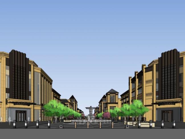 Sketchup商业模型|低层商业街,古典风格 Sketchup商业模型|低层商业街,古典风格