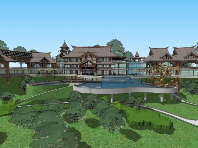 Sketchup商业模型|多层会所,中式风格 Sketchup商业模型|多层会所,中式风格