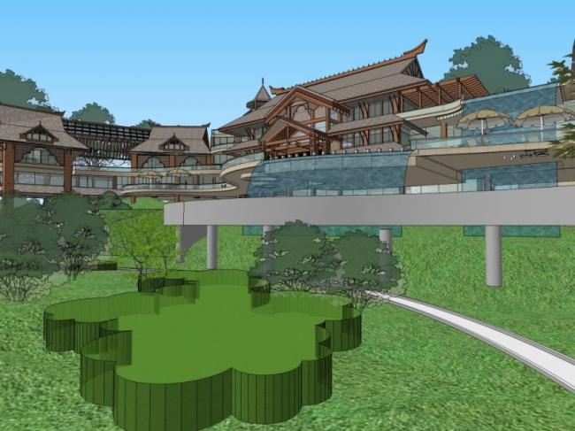 Sketchup商业模型|多层会所,中式风格 Sketchup商业模型|多层会所,中式风格