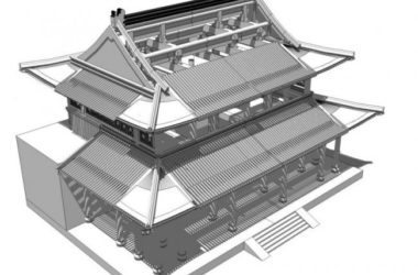 Sketchup古建筑模型|多层山地古建筑,中式风格-BIM建筑网
