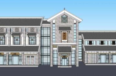 Sketchup商业模型|多层商业建筑,现代中式风格-BIM建筑网