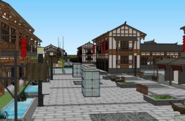 Sketchup商业模型|多层商业街,中式风格-BIM建筑网