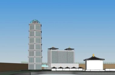 Sketchup酒店模型|高层旅馆,现代中式风格-BIM建筑网