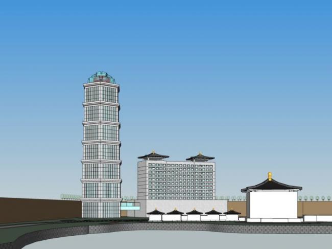 Sketchup酒店模型|高层旅馆,现代中式风格 Sketchup酒店模型|高层旅馆,现代中式风格