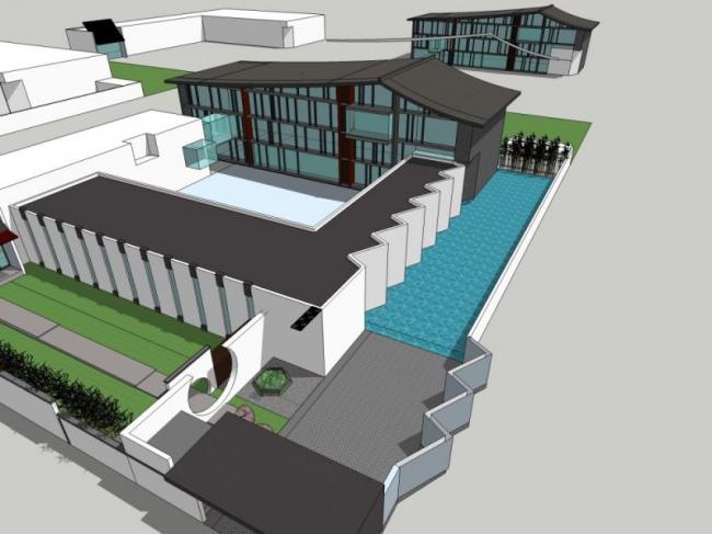 Sketchup商业模型|低层会所,现代中式风格 Sketchup商业模型|低层会所,现代中式风格