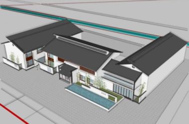 Sketchup商业模型|低层会所,现代中式风格-BIM建筑网