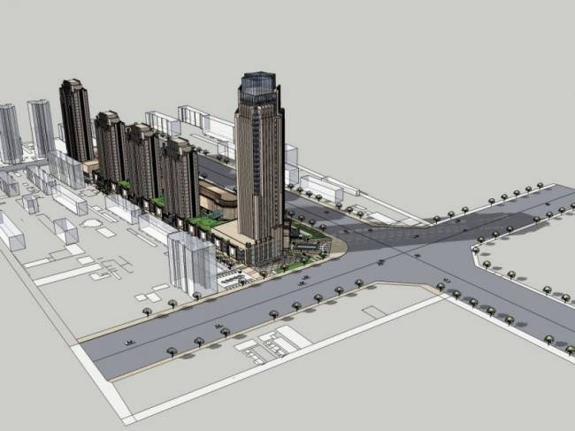 Sketchup商业模型|多层商业街,现代风格 Sketchup商业模型|多层商业街,现代风格