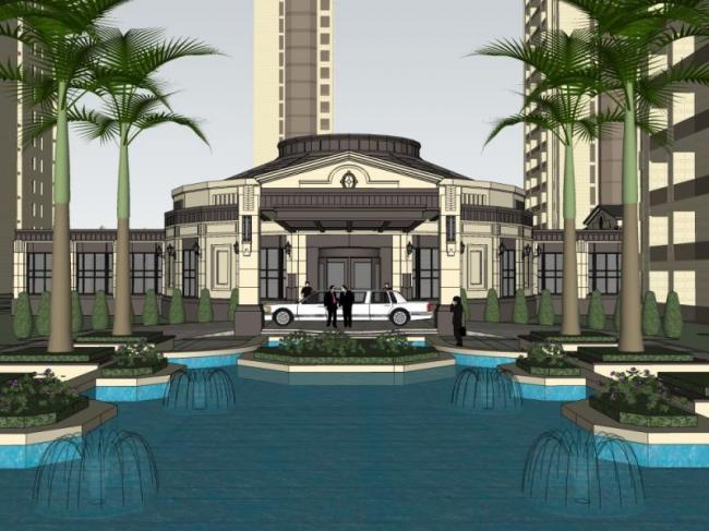 Sketchup商业模型|低层会所,欧式风格 Sketchup商业模型|低层会所,欧式风格