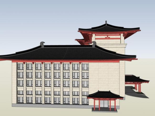 Sketchup酒店模型|多层酒店,现代中式风格 Sketchup酒店模型|多层酒店,现代中式风格