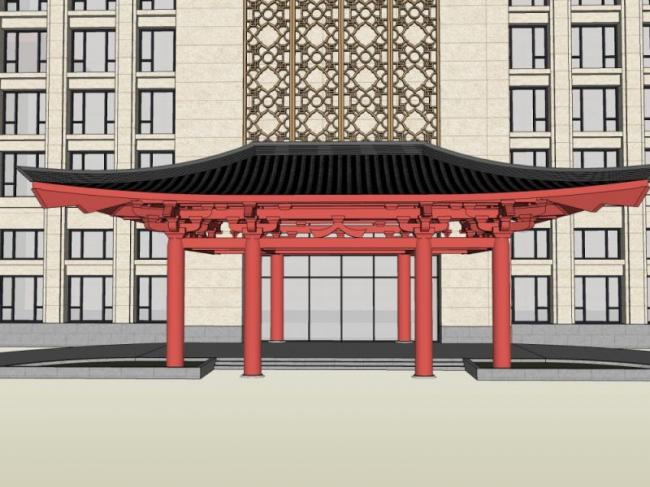 Sketchup酒店模型|多层酒店,现代中式风格 Sketchup酒店模型|多层酒店,现代中式风格