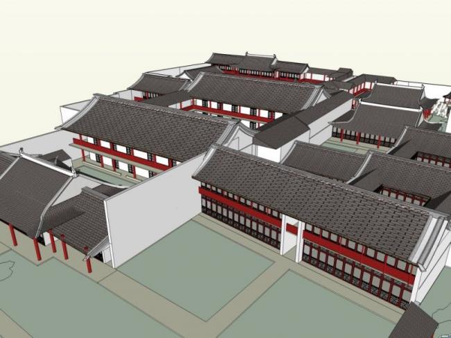 Sketchup古建筑模型|多层园林,中式风格 Sketchup古建筑模型|多层园林,中式风格