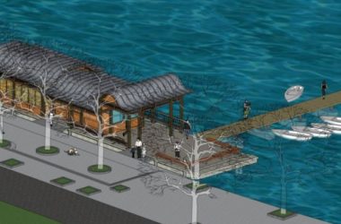 Sketchup景观模型|滨水景观,茶馆,东方新古典风格,中式风格-BIM建筑网