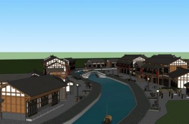 Sketchup商业模型|多层商业街,中式风格-BIM建筑网