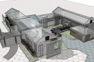 Sketchup酒店模型|低层宾馆建筑,现代中式风格-BIM建筑网