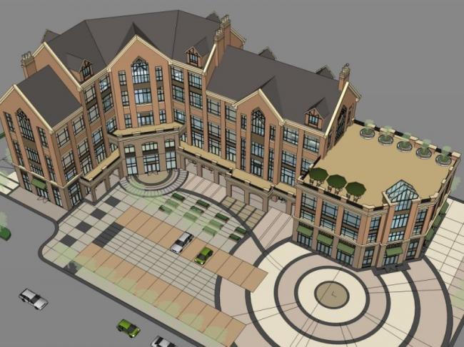 Sketchup商业模型|多层商业建筑,英式风格 Sketchup商业模型|多层商业建筑,英式风格