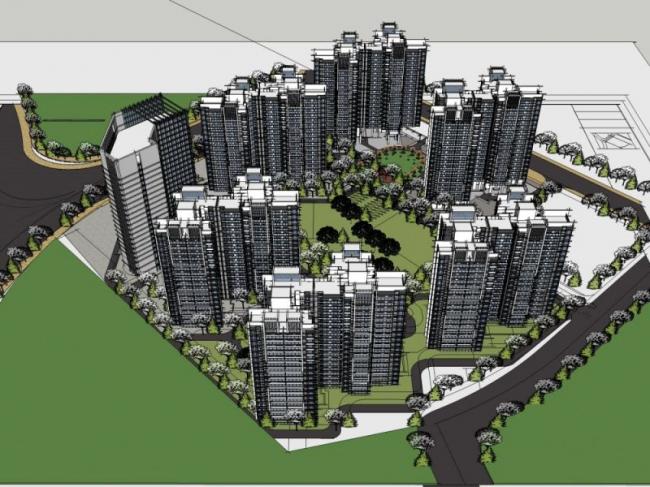 Sketchup住宅模型|高层住宅小区,现代风格 Sketchup住宅模型|高层住宅小区,现代风格